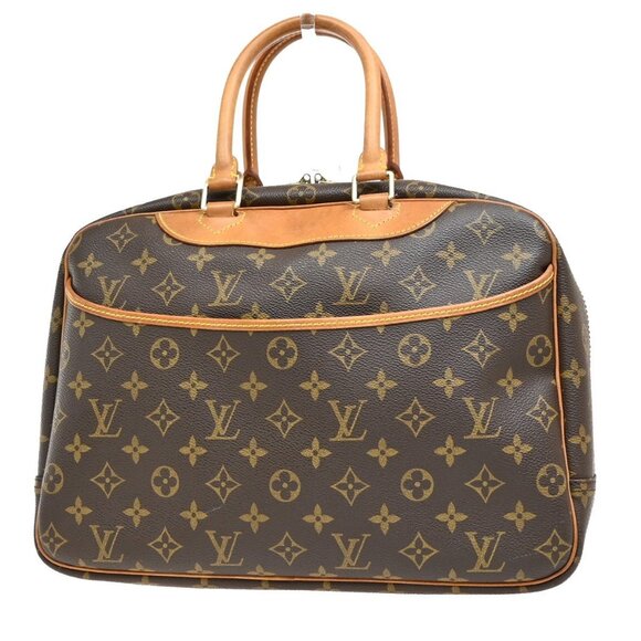 LOUIS VUITTON LV Logo Deauville Hand Bag Monogram Leather Brown - Picture 1 of 5
